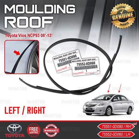 ORIGINAL Toyota Vios NCP93 ROOF MOULDING LINING RUBBER OUTER STRIP