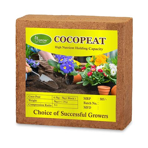 Grow Your Own Cocopeat 5 KG Brick 100 Natural Cocopeat Block For