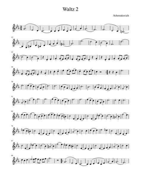 Waltz 2 Shostakovich Sheet Music For Violin Solo