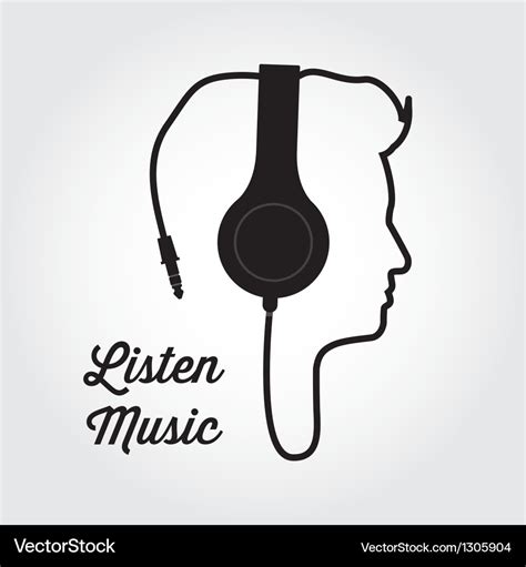 Man Profile Silhouette With Headphone Music Vector Image