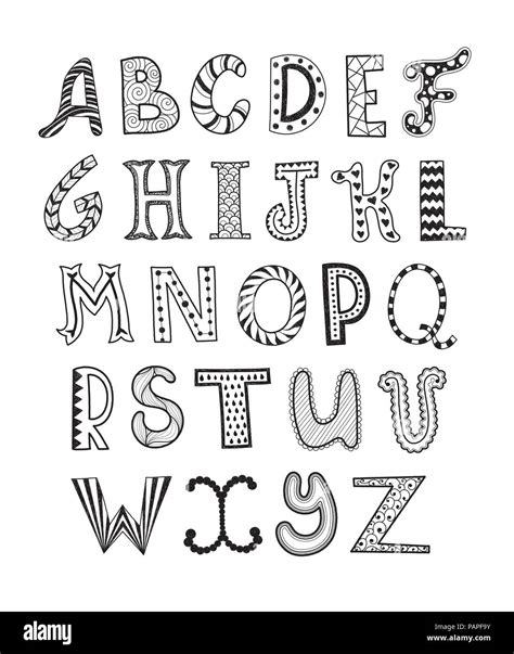 Vector Hand Drawn Alphabet Stock Vector Image Art Alamy