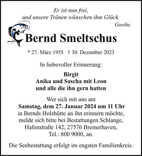 Bernd Smeltschus Gedenken Nordsee Zeitung