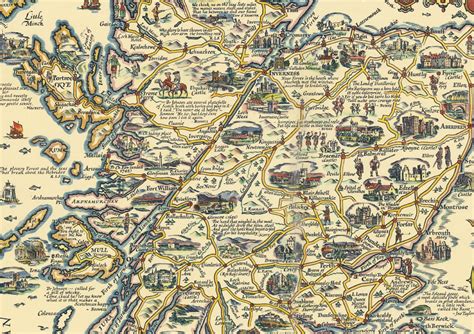 Illustrated Map Of Scotland Reproduction Of Pratts High Test Etsy