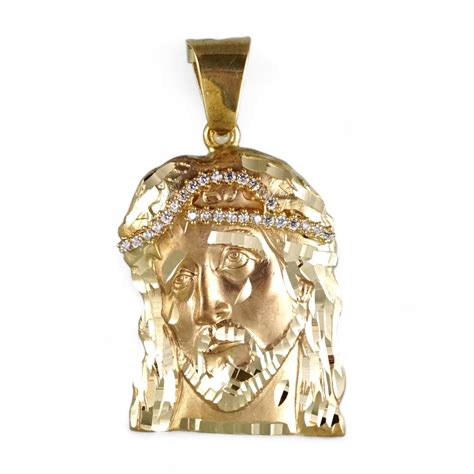 K Yellow Hollow Gold Jesus Face Pendant Grimal Jewelry