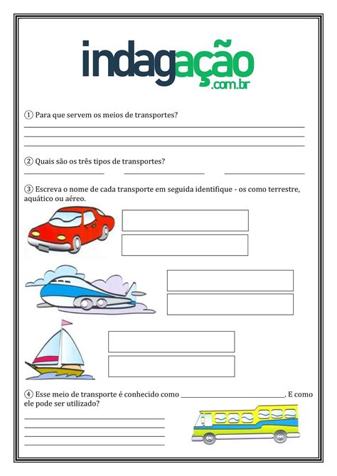 Atividade Geografia Meios De Transporte 2º Ano Ensino Fundamental Meios De Transporte