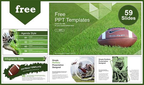 American Football Over Grass PowerPoint Templates