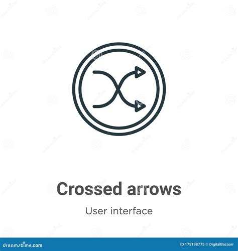 Crossed Arrows Outline Vector Icon Thin Line Black Crossed Arrows Icon