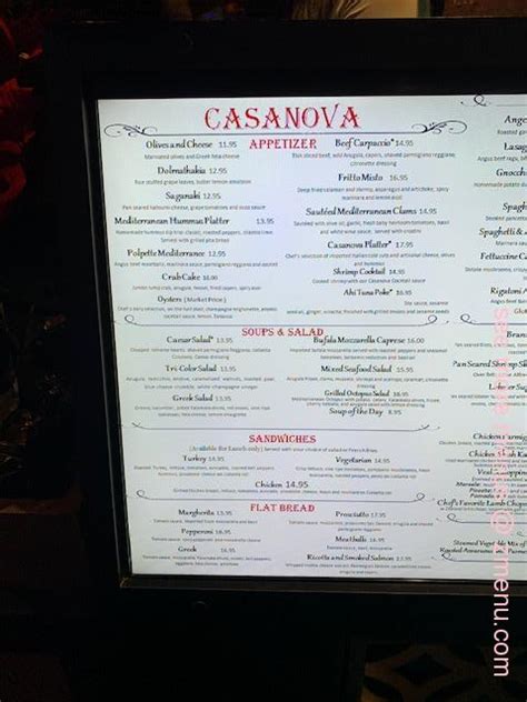 Online Menu Of Casanova Restaurant Las Vegas Nevada 89109 Zmenu