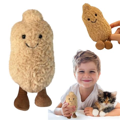 Fluffy Peanut Stuffed Toy 6 Inches Cute Food Plushie Toys Plushy And