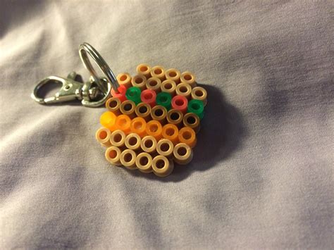 Cheeseburger Perler Bead Keychain by LauraSellsStuff on Etsy