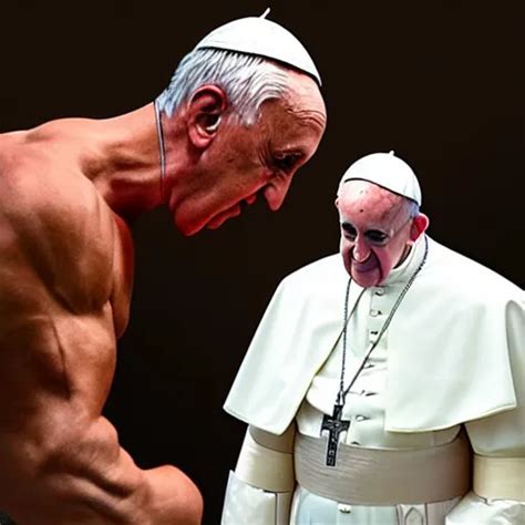 A Very Muscular Pope Francis Is Flexing In A Gym Stable Diffusion