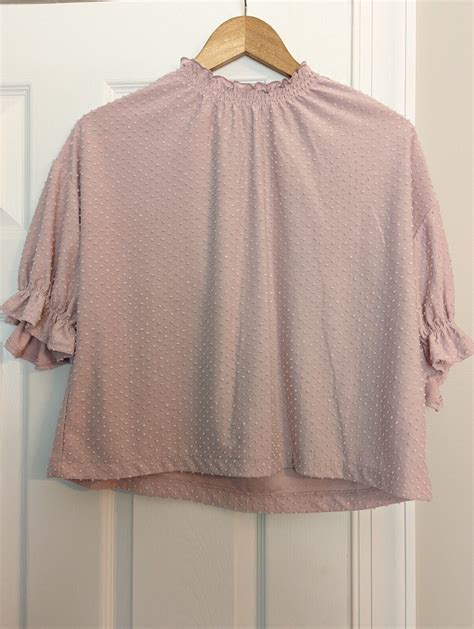 Texture And Thread Madewell Clip Dot Pink Ruffle Shirt Size Medium Ebay