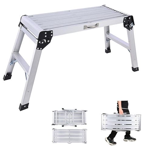 Work Platform Step Ladder 330lbs Capacity, Portable Folding Aluminum ...