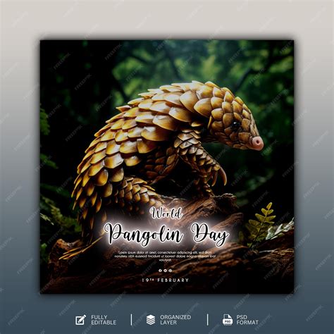 Premium PSD | World pangolin day design and social media template