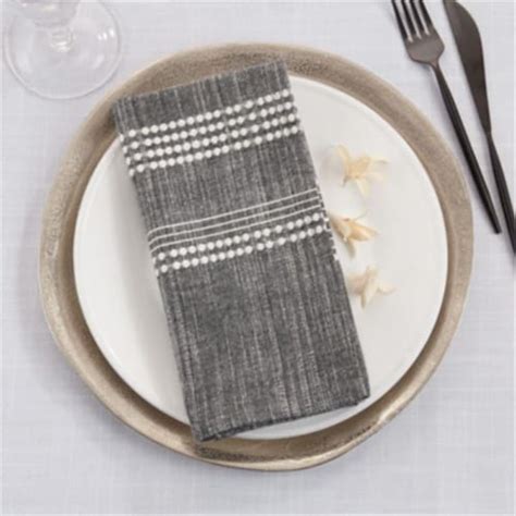 Saro Lifestyle 6091bk20s 20 X 20 In Striped Table Napkins Black