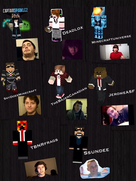 Collage Of Minecraft Youtubers Captainsparklez Skydoesminecraft Jeromeasf Bajancanadian