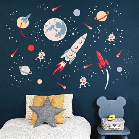 Space Rocket Fabric Wall Stickers Etsy UK