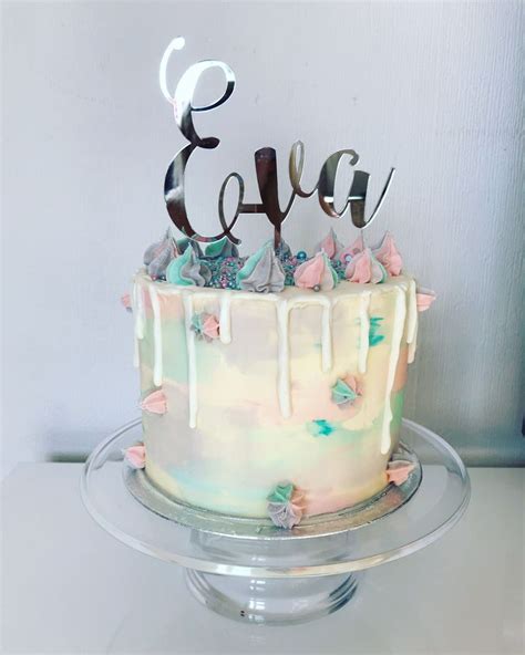 Watercolour Drip Cake With Cake Topper Drip Cakes Cake Desserts