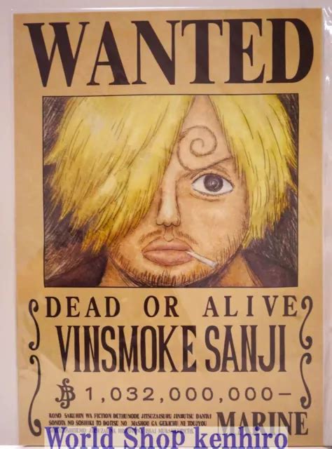 ONE PIECE WANTED Poster Vinsmoke Sanji Official Mugiwara Store Limited