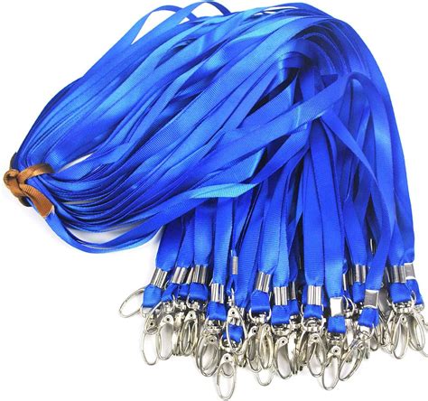 Amazon 100 Pack Blue Lanyards For ID Badges With Swivel J Hooks