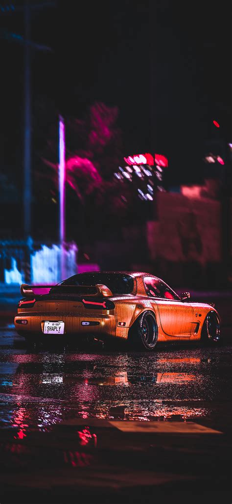 1125x2436 Mazda Rx7 City Night Lights 4k Iphone Xsiphone 10iphone X