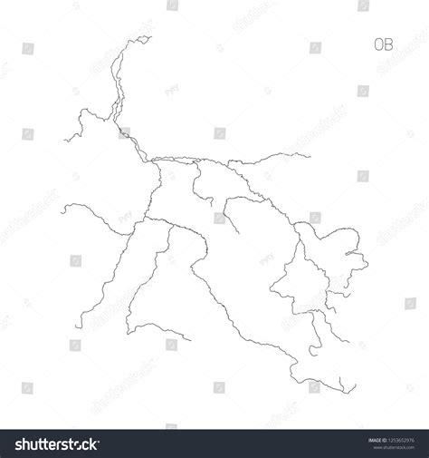 Map of Ob river drainage basin. Simple thin - Royalty Free Stock Vector ...