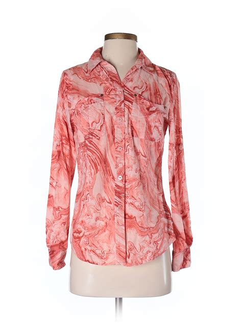 Michael Michael Kors 100 Cotton Print Coral Long Sleeve Button Down