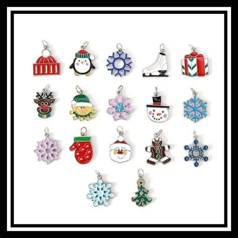 Enamel Christmas Charms 17 Piece Assortment Of Well Crafted Winter