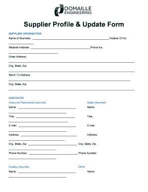 Supplier Profile Template Complete With Ease AirSlate SignNow