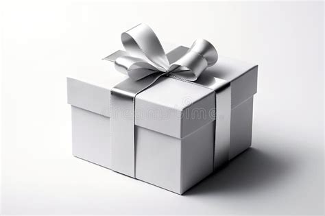 White Square T Box With Silk Ribbon On White Background For