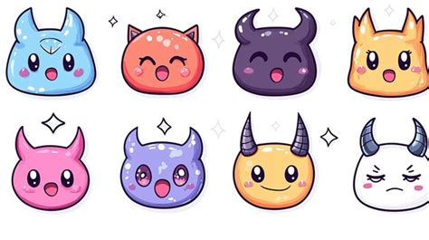 Cute Kawaii Emoji Set Adorable Chibi Emoticons Premium Ai Generated Image