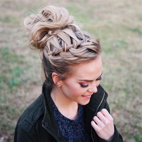 Waterfall Braid Messy Bun Tutorial Missy Sue