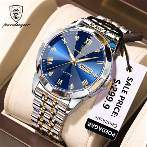 POEDAGAR Luxury Men Watch Waterproof Luminous Male Wristwatch Stainless