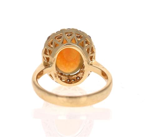 Opal Diamond 14 Karat Yellow Gold Halo Ring For Sale at 1stDibs