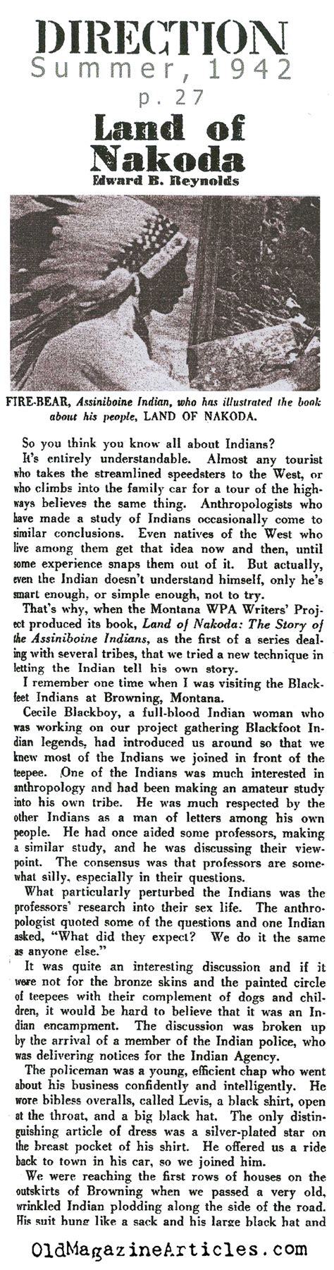 LAND OF THE NAKODA BY THE WRITER'S PROJECT OF THE MONTANA WPA,LAND OF ...