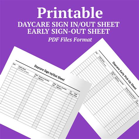 Printable Daycare Sign In And Out Sheet