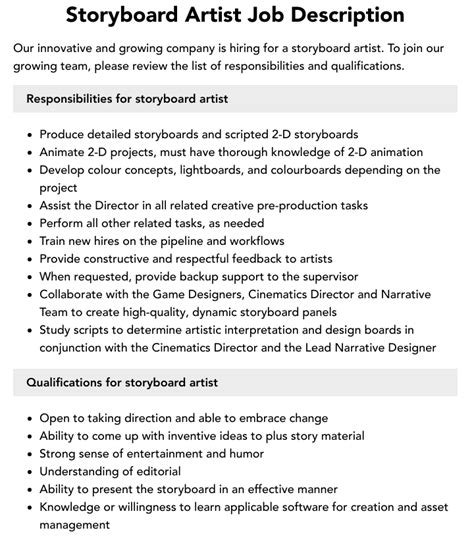 Storyboard Artist Job Description Velvet Jobs