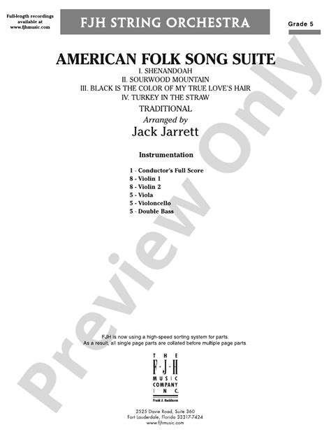 American Folk Song Suite Score Digital Sheet Music Download