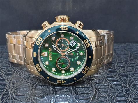 Rel Gio Invicta Pro Diver Plaque Ouro Fundo Verde