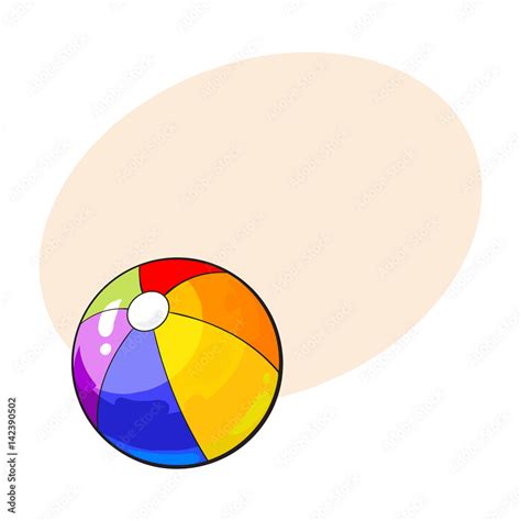 Rainbow Colored Inflated Beach Ball Sketch Style Vector Illustration