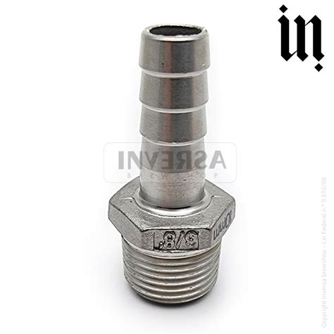 Espigão Niple Rosca M BSP Inox 316 3 8 pol X 10mm Inversa BrewShop