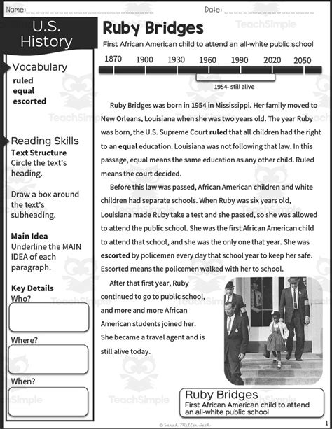 Ruby Bridges History Packet For 2nd And 3rd Grade By Teach Simple