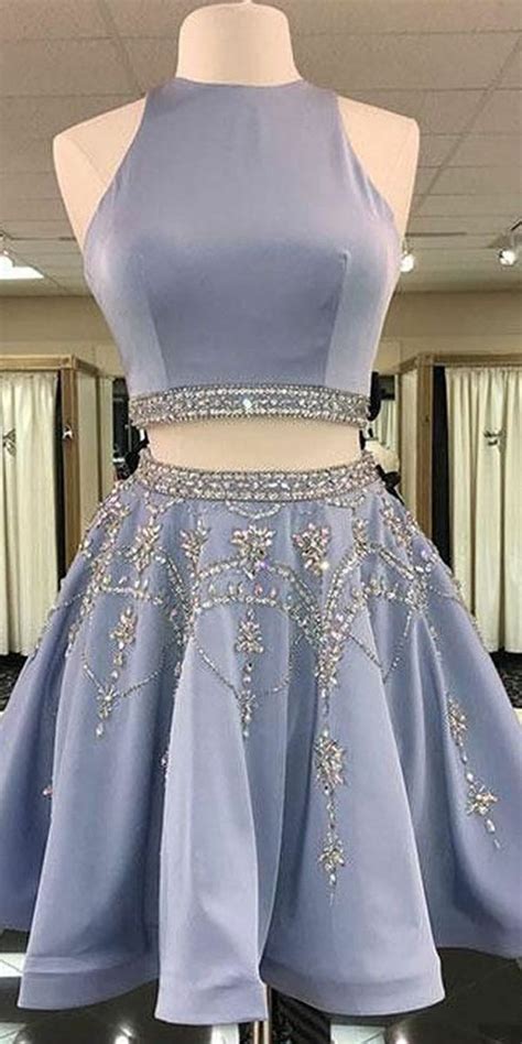 Two Piece Homecoming Dress Prom Dresses Two Piece Blue Homecoming