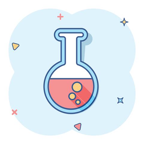 Vector Cartoon Chemical Test Tube Icon In Comic Style Laboratory