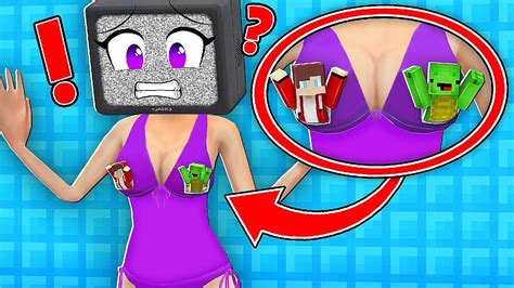 Mikey And JJ Build A House In SWIMSUIT TV WOMAN In Minecraft Maizen