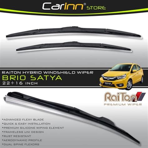 Jual Raiton Sepasang Wiper Hybrid Kaca Depan Mobil Brio Satya 22 16