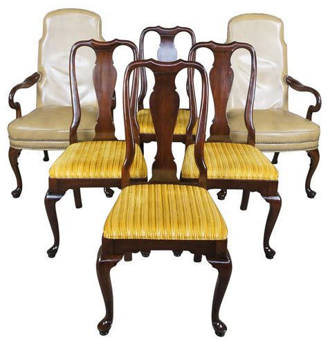 Vintage Ethan Allen Georgian Court Queen Anne Cherry Dining Chairs