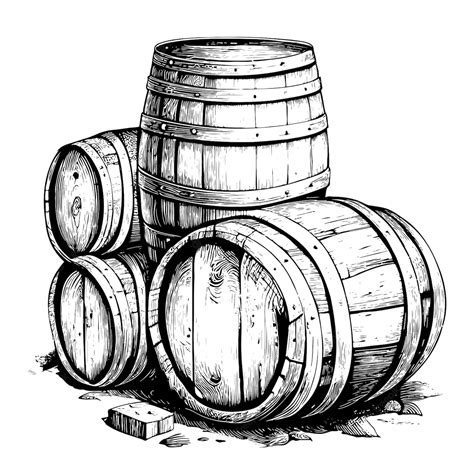 Premium Vector Wooden Barrels Hand Drawn Sketch Winemaking Vector