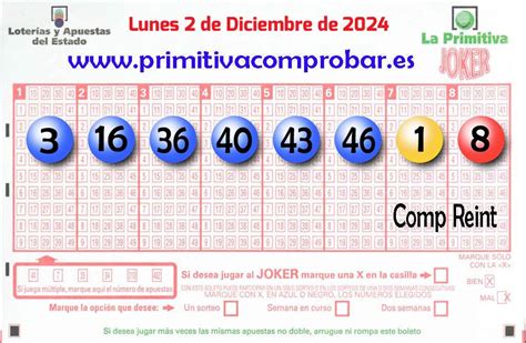 Comprobar Primitiva Del Lunes De Diciembre De Premios De Hoy