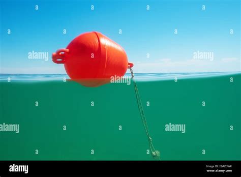 Buoy Float On The Sea Water And Underwater View Stock Photo Alamy